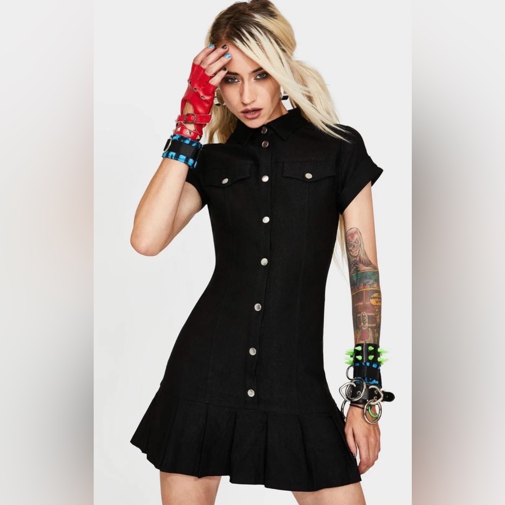 Current Mood Black Button-Up Dress - deadstock- size XS